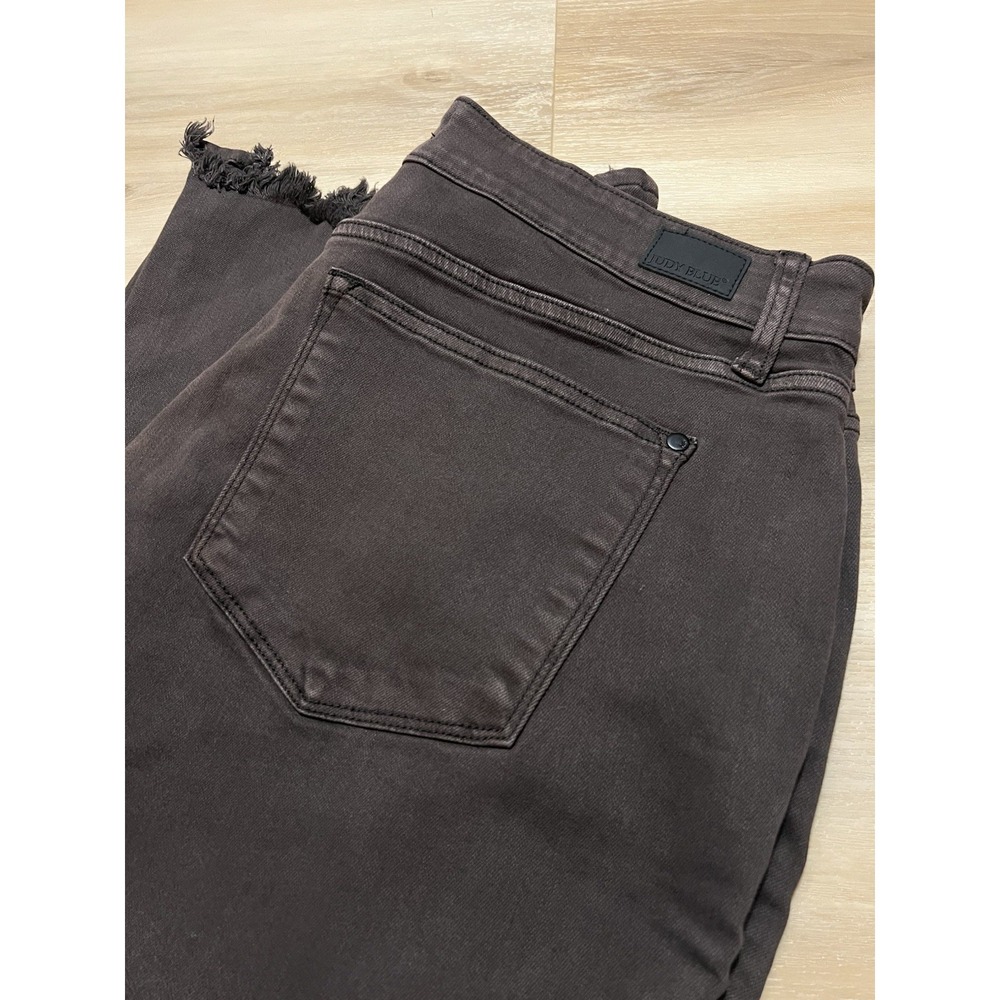 Judy Blue Jeans Womens 20W Dark Brown Straight Fit Raw Hem JB82531C-PL